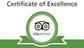 Trip Advisor Certificate of Excellence